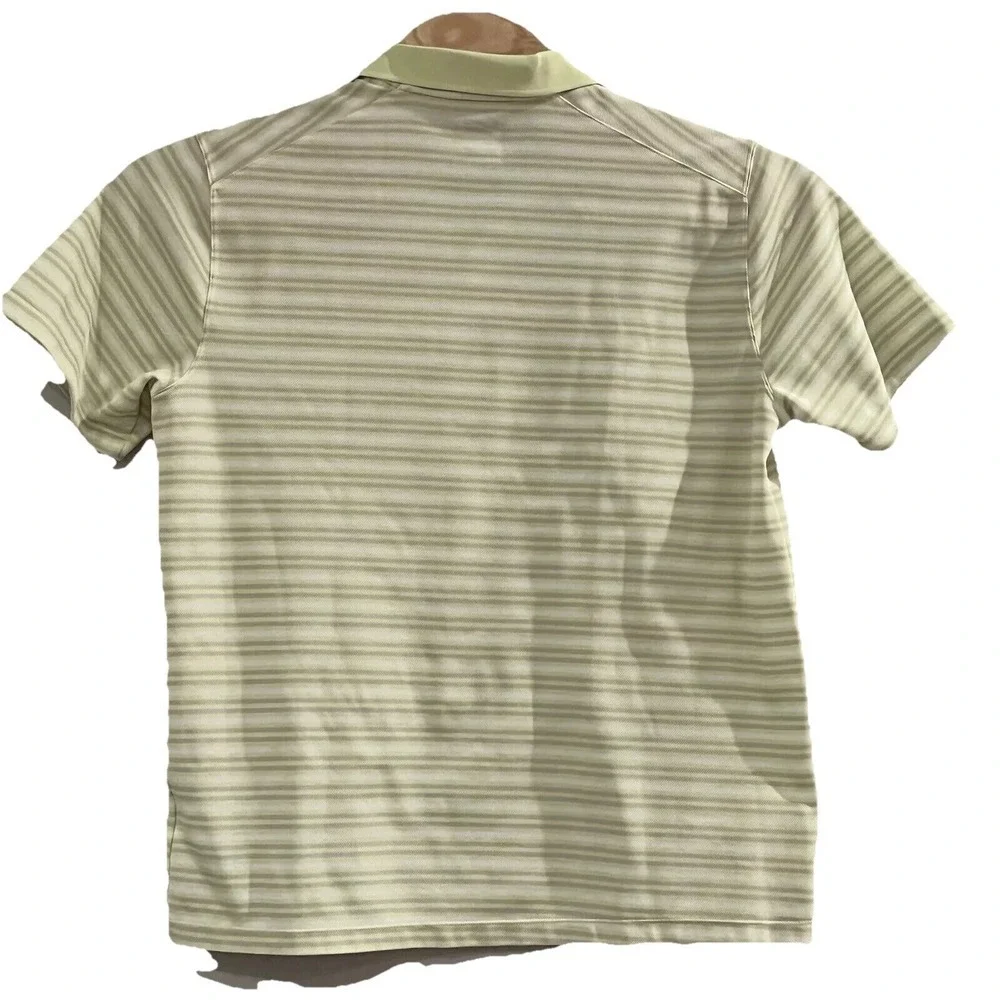 Nike Men's Large Dri-Fit Lime‎ Green And Grey Stripe Polo Golf Shirt